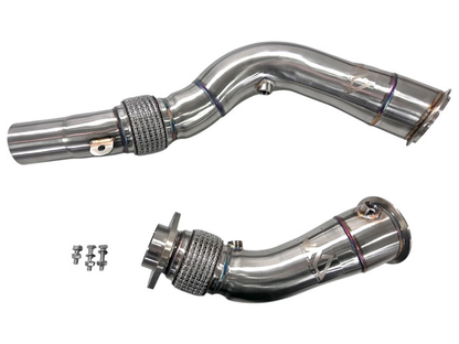 MAD BMW S55 3.5" Fat Boy Downpipes M2C M3 M4 W/ Flex Section